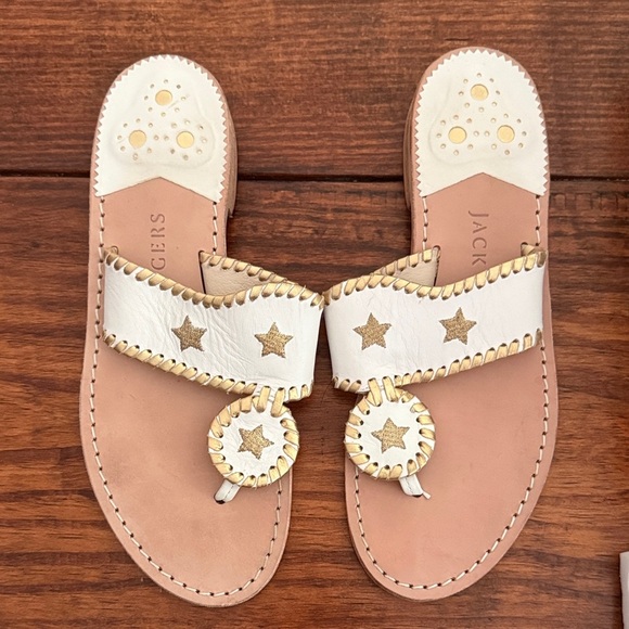 Jack Rogers White and Gold Star Embellished Sandals - Picture 3 of 5